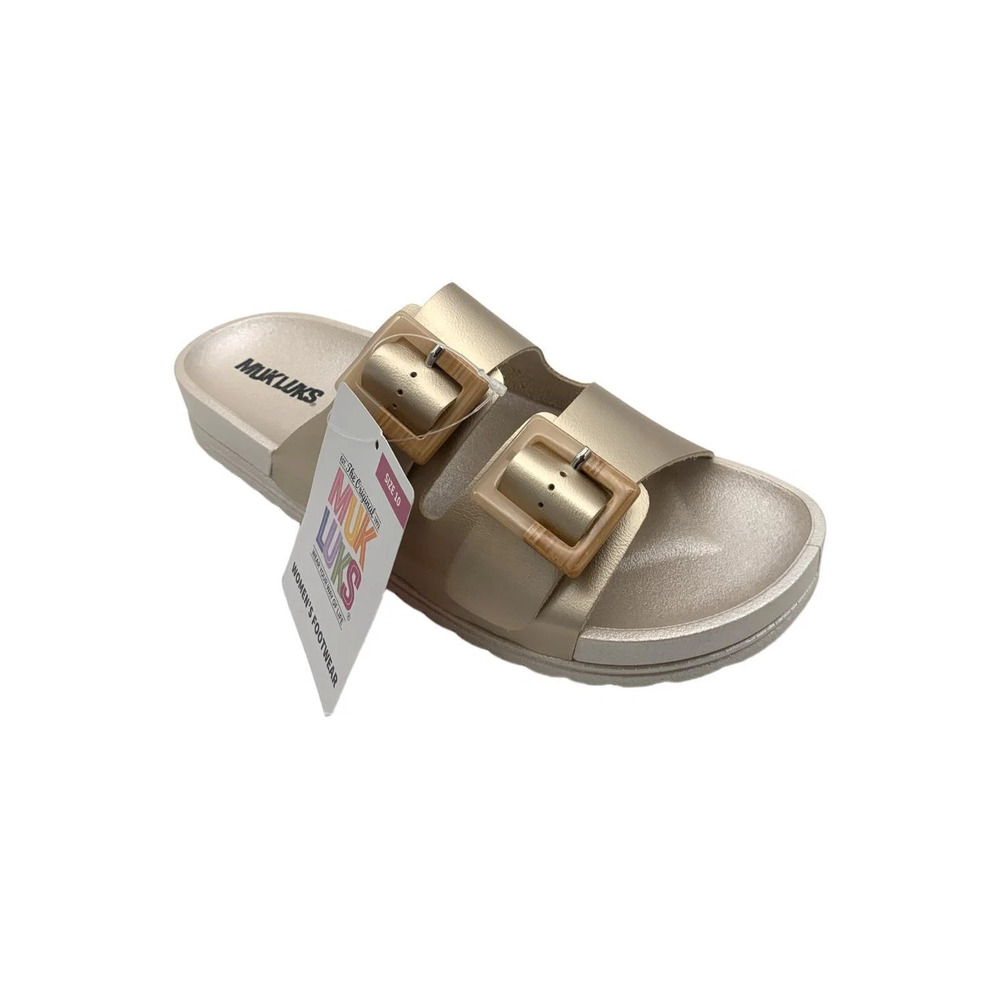 MUK LUKS Women's Adjustable Slide Sandals Soft Gold - Medium